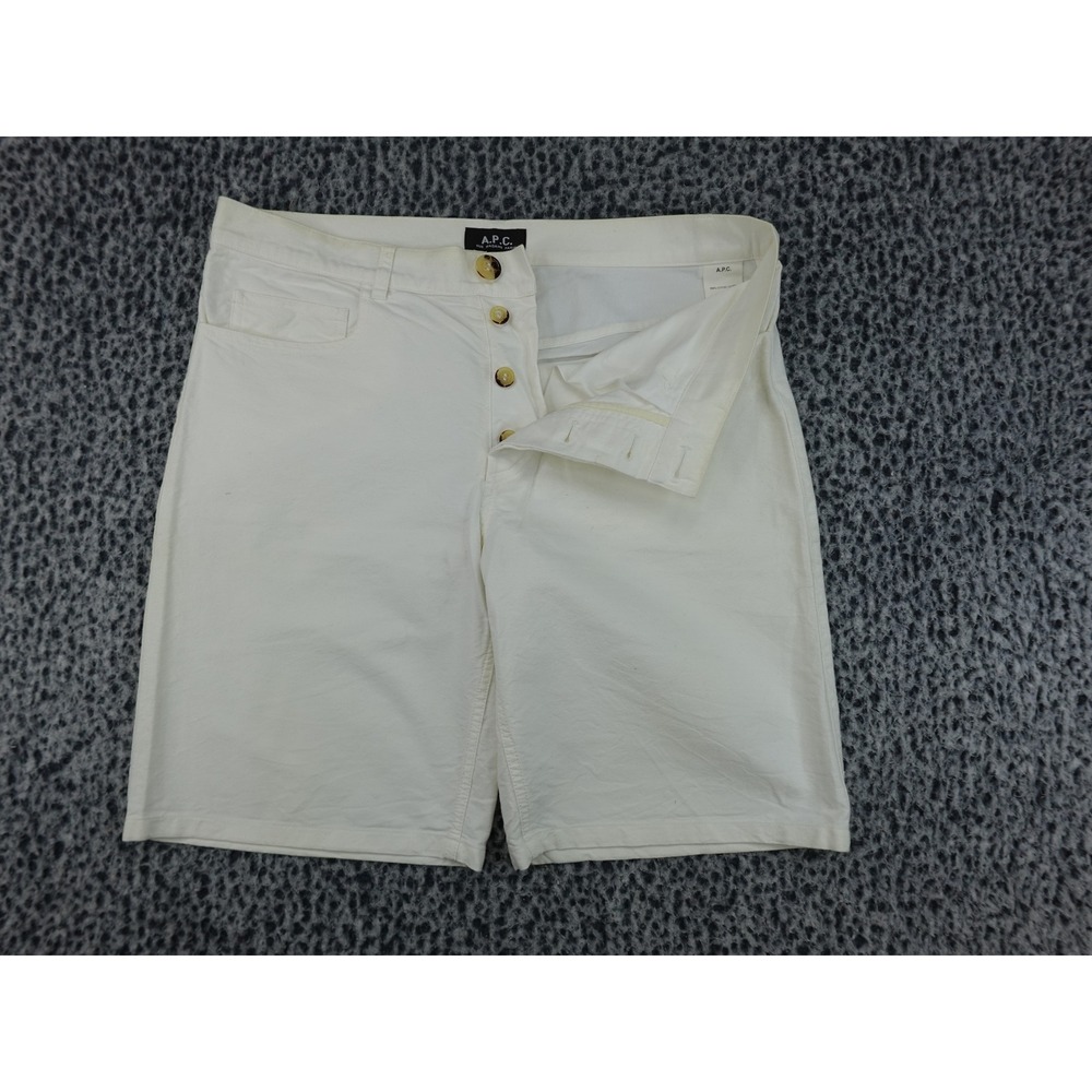 A.P.C.‎ Tailored Cotton Shorts Mens S Cream Button Fly 5-Pocket Designer